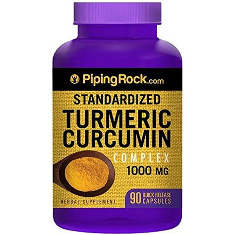 Piping Rock Standardized Turmeric Curcumin Complex 1000 mg with Black Pepper 90 Quick Release ...