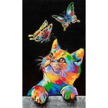 Colorful Cat Painting Collection For Sale Online