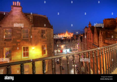 Victoria Street Edinburgh City Scotland UK at dusk Night Shot Stock ...