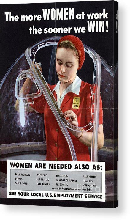 World War II 1939-1945 The more women at work the sooner we win American poster showing a woman ...