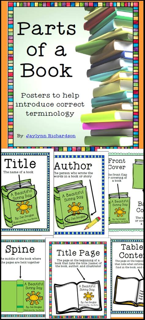 Parts of a Book Posters | Words, Teaching and Anchor charts