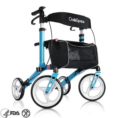 Oasisspace Rollator Walker with Seat and 10 inch Wheels Compact Design ...