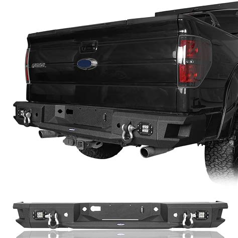 Hooke Road F150 Rear Back Bumper Aftermarket Black Step Bumper ...