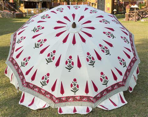 Garden Umbrella Indian Floral Patio Parasol Large Sun | Etsy