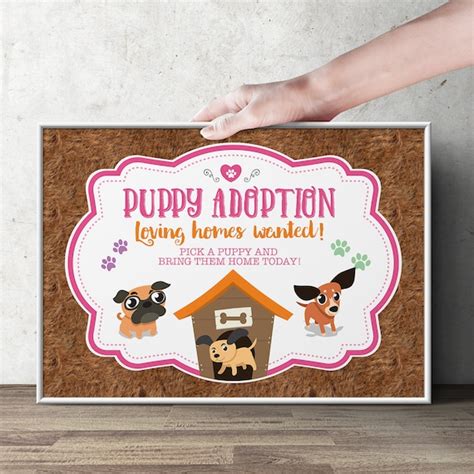 Puppy Party Adoption sign - Puppy signs - Paw party, birthday, baby ...