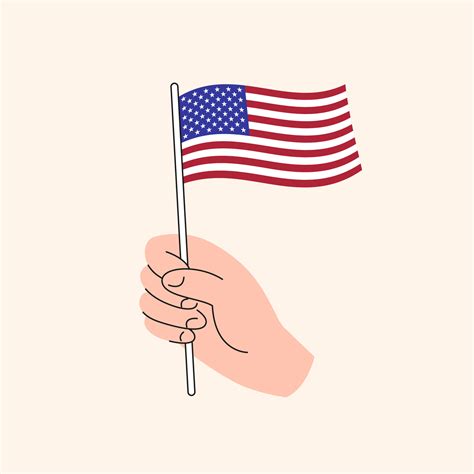 Cartoon Hand Holding USA Flag Drawing. Flag of United States, Hand ...