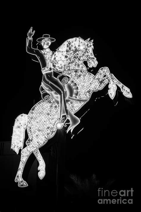 Las Vegas Hacienda Hotel Horse and Rider Neon Sign Black and Whi Photograph by Paul Velgos ...