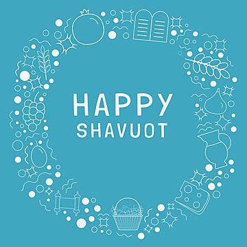 Minimalist White Line Icons On Shavuot Holiday Frame Design Vector, Israel, Greeting Card ...