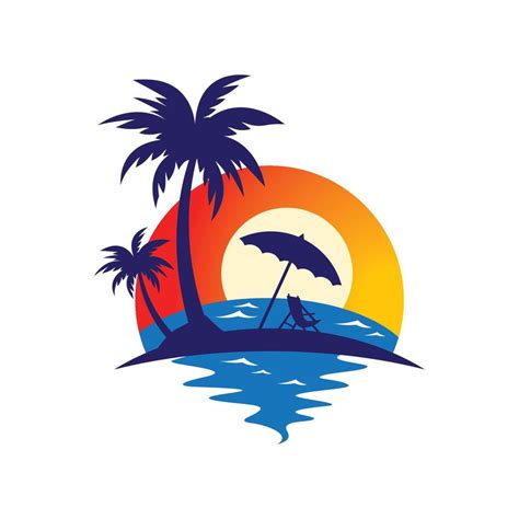 Sunset beach logo images 14664456 Vector Art at Vecteezy