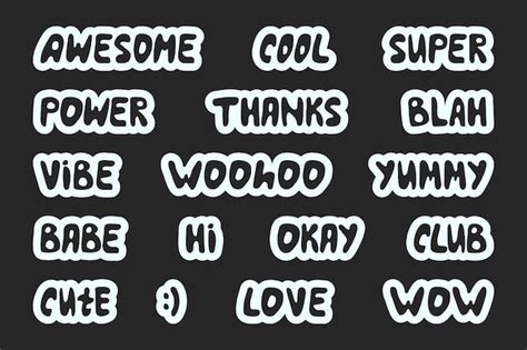 Premium Vector | Collection of cute stickers Words and sounds written ...