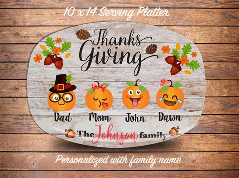 Personalized Thanksgiving Platter, Pumpkin Dinner Platter, Thanksgiving ...