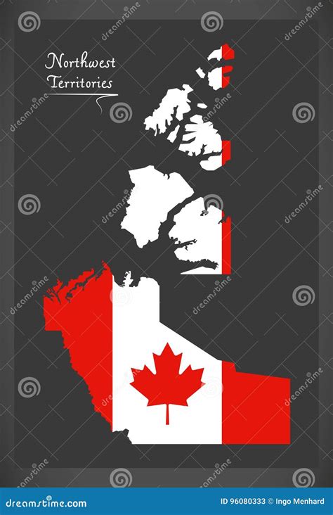 Northwest Territories Canada Map with Canadian National Flag Stock Vector - Illustration of ...