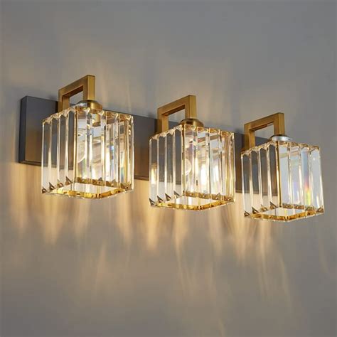 ZHLWIN Modern Crystal Bathroom Vanity Light, 3 Lights Black Modern ...