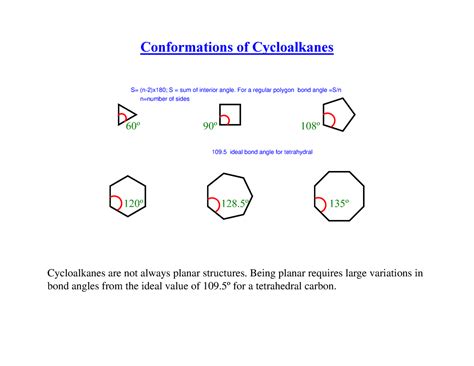 Cycloalkane conformations - Conformations of Cycloalkanes Cycloalkanes are not always planar ...