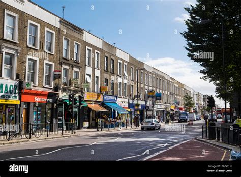 Shops and road, Archway, London, England Stock Photo - Alamy