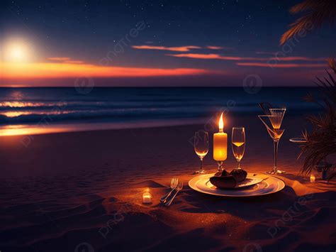 Dinner At The Beach Background, Dinner, Beach, Food Background Image ...