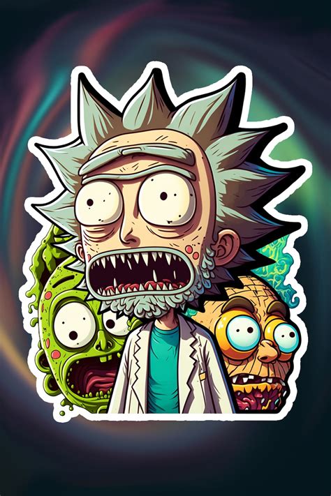 Zombie Rick and Morty: A Hilarious Non-lethal Sticker - Etsy