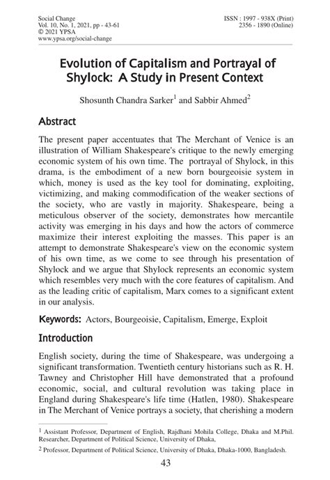 (PDF) Evolution of Capitalism and Portrayal of Shylock: A Study in Present Context