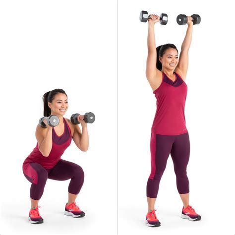 Squat to Overhead Press | Lower Body Workout With Weights | POPSUGAR Fitness Photo 2