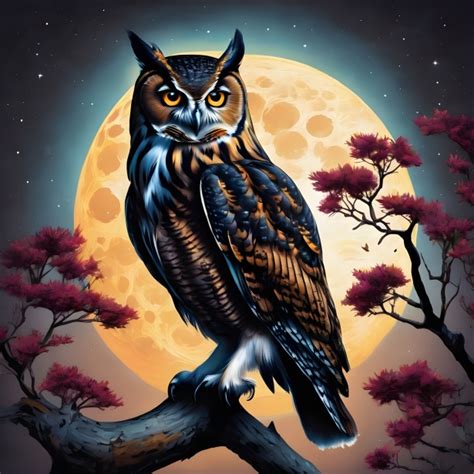 Owl Full Moon Sky Illustration Free Stock Photo - Public Domain Pictures