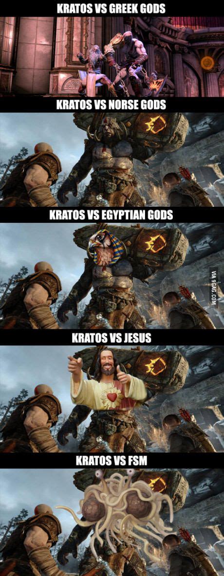 I would buy a god of war game where Kratos can fight FSM Video Games Funny, Funny Video Memes ...