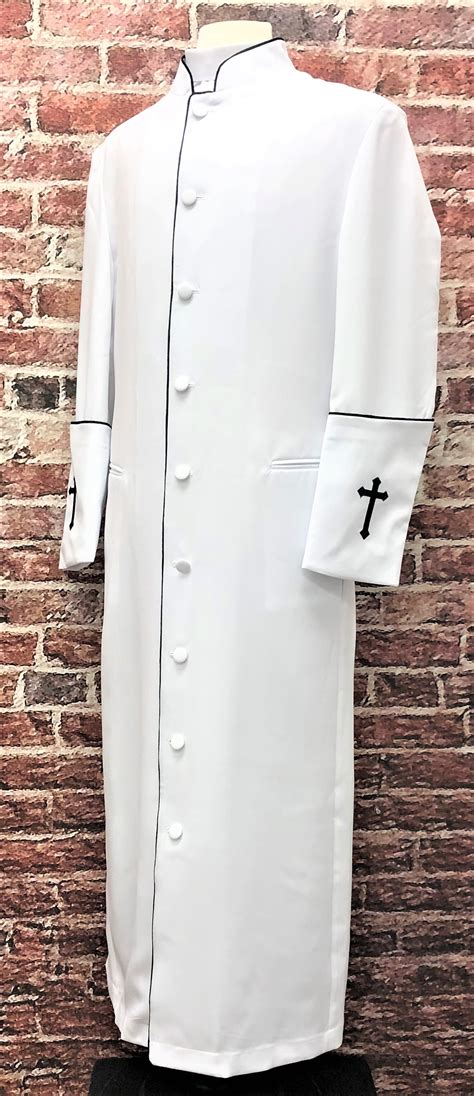 001. Clearance: Men's Preacher Clergy Robe in White & Black - Divinity ...