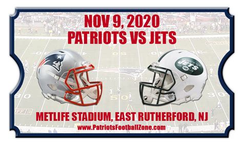 New England Patriots vs New York Jets Football Tickets | 11/09/20