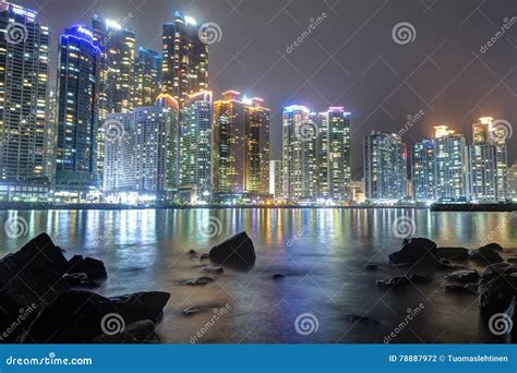 Skyscrapers at the Marine City in Busan at Night Editorial Photography ...