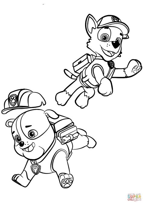 rubble paw patrol coloring page Patrol paw rocky coloring rubble pages printable drawing para ...