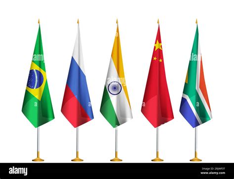 Flags of BRICS countries together.Brazil,Russia,India,China,South ...