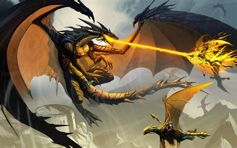 3840x2160 resolution | dragon battle illustration, artwork, dragon, fantasy art HD wallpaper ...