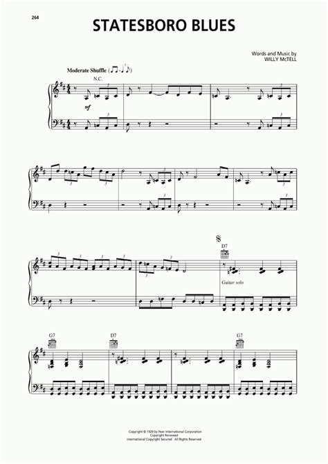 Statesboro Blues Piano Sheet Music | OnlinePianist