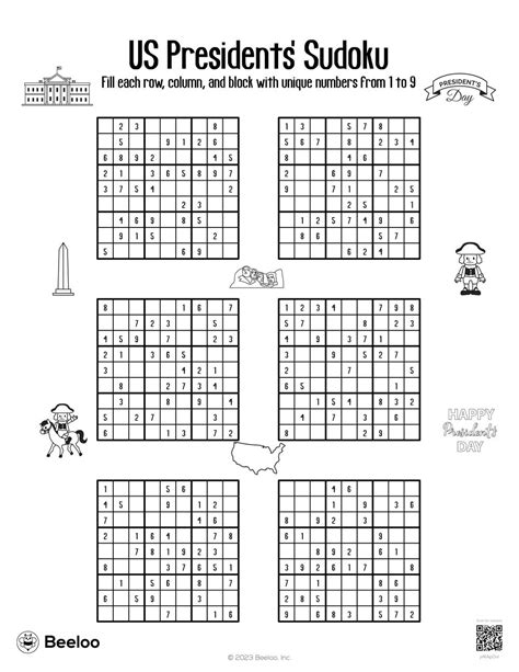 US Presidents' Sudoku • Beeloo Printable Crafts and Activities for Kids