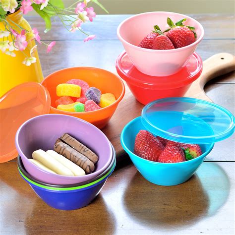 12 Ounce Plastic Bowls With Lids, Snack Bowls, Small Bowls, Food ...