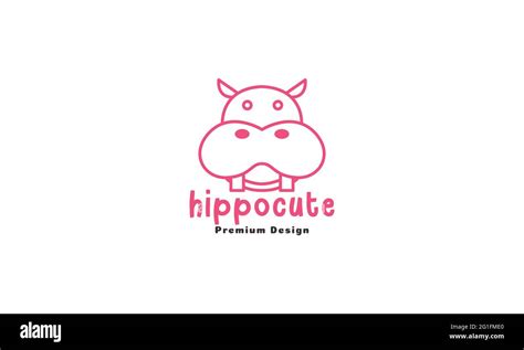 lines cute cartoon head hippo logo symbol vector icon illustration graphic design Stock Vector ...