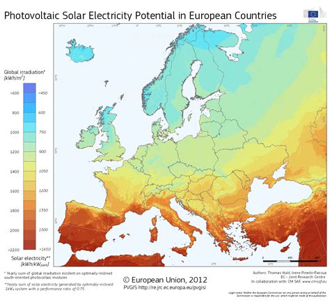 A new map published by the European Commission shows the photovoltaic solar energy potential of ...