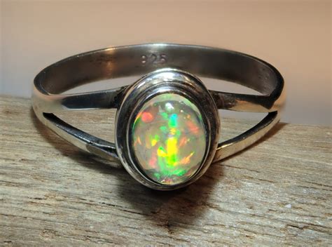 6.5 sz Mexican Water Opal Sterling Silver Ring