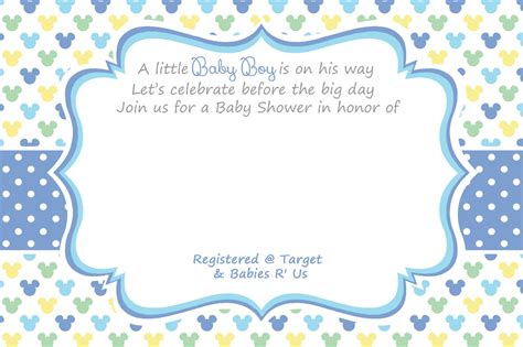 Blank Mickey Boy Baby Shower Invitation – FREE Invitation Templates – Drevio