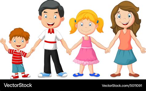 Happy family holding hands Royalty Free Vector Image