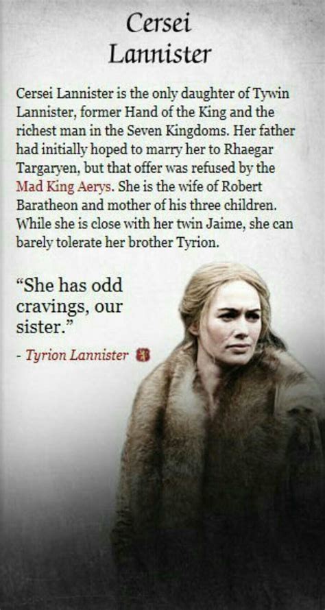 Pin on Game of Thrones 🗡 | Cersei lannister, Tyrion lannister quote ...