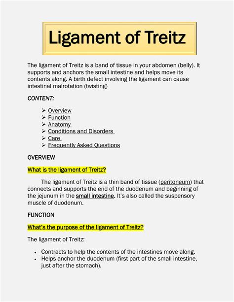 SOLUTION: Anatomy ligament of treitz - Studypool