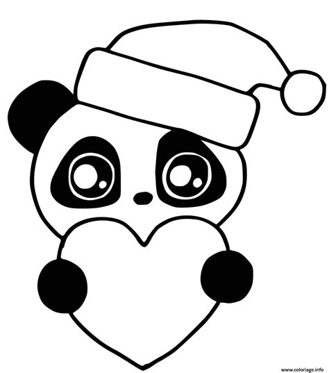 Coloriage cute panda dessin kawaii animal for christmas - JeColorie.com