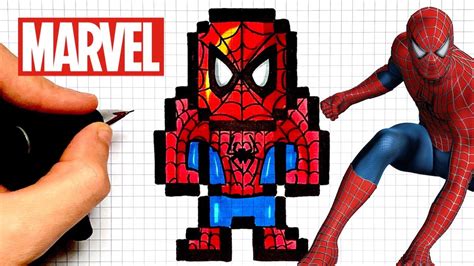 TUTO DESSIN SPIDERMAN PIXEL ART - AVENGERS MARVEL - YouTube