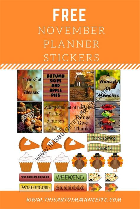 Free November Planner Stickers | Planner stickers, Free printable planner stickers, Free planner ...