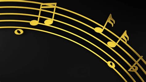 Gold music notes on black background 3d render illustation - Stock Image - Everypixel