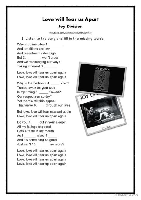 Joy Division - Love Will Tear Us Apa…: English ESL worksheets pdf & doc