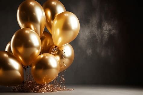 Premium AI Image | A bunch of gold balloons with the word " gold " on the bottom.