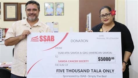 Samoa Cancer Society Receives Help from SSAB Apia Samoa and GIAS - Samoa Global News