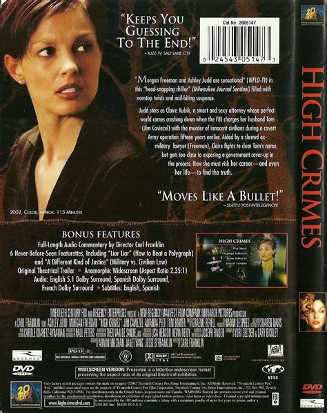 High Crimes DVD Ashley Judd Morgan Freeman Jim Caviezel Amanda Peet - DVD, HD DVD & Blu-ray