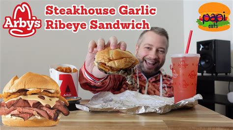 Arby's NEW Steakhouse Garlic Ribeye Sandwich - Review - YouTube